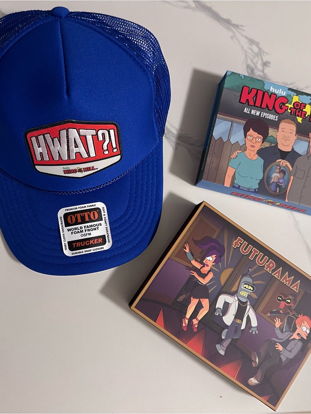 2025 Comic Con King of the Hill & Futurama Trucker Hat & enamel pins